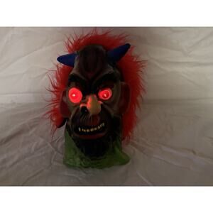 VTG Adult Sized Light Up Devil Demon Halloween Scary Mask Made in Taiwan 80s